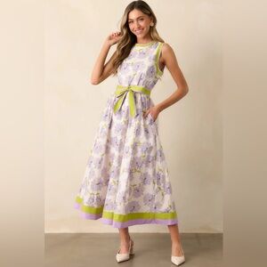 Entro Floral Maxi Dress - Lavender and Lime